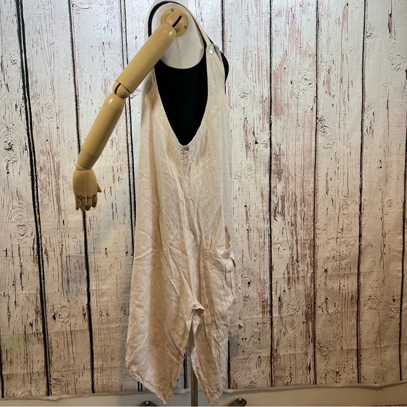 Lin Bohème Linen Lagenlook Jumper Smock Apron Pinafore Tunic Dress Oversized O/S - Picture 6 of 16
